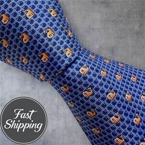 PIERRE CARDIN Tie Geometric Polka Dot 100% Silk Necktie Blue/Pink